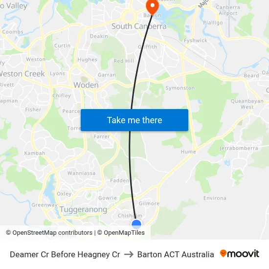 Deamer Cr Before Heagney Cr to Barton ACT Australia map