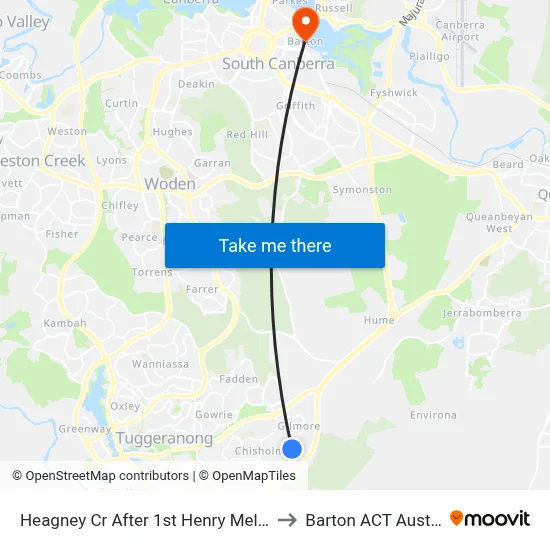 Heagney Cr After 1st Henry Melville Cr to Barton ACT Australia map