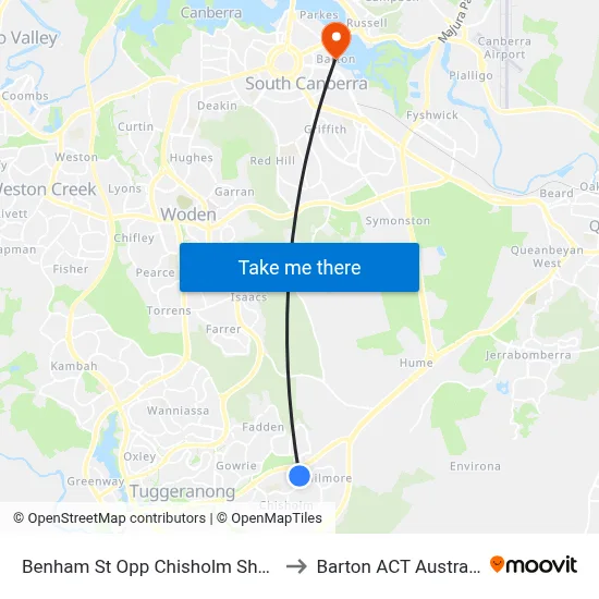 Benham St Opp Chisholm Shops to Barton ACT Australia map
