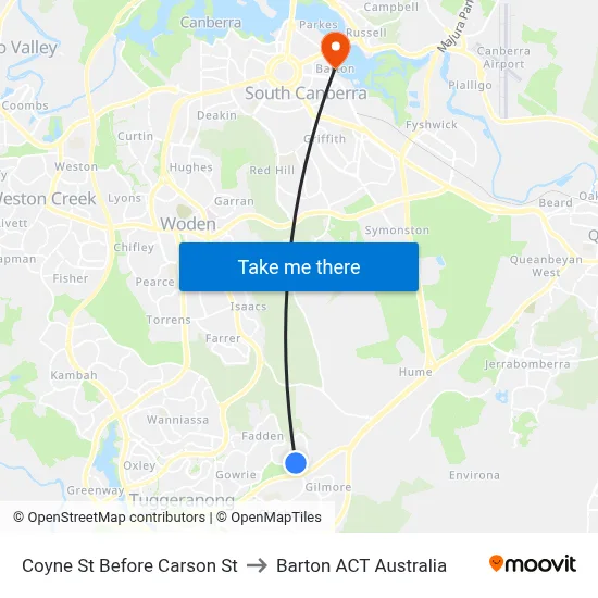 Coyne St Before Carson St to Barton ACT Australia map