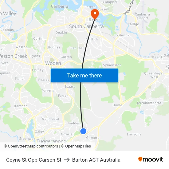 Coyne St Opp Carson St to Barton ACT Australia map