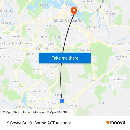 19 Coyne St to Barton ACT Australia map