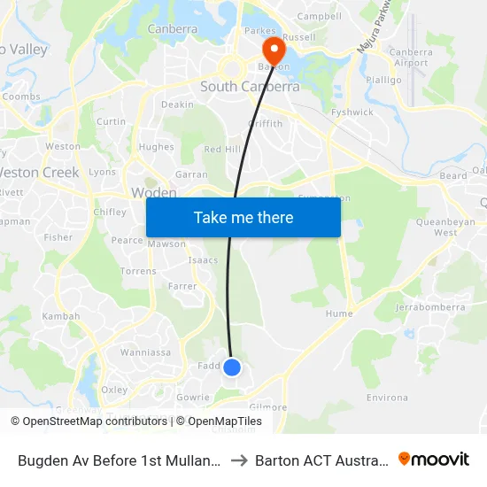 Bugden Av Before 1st Mullan St to Barton ACT Australia map