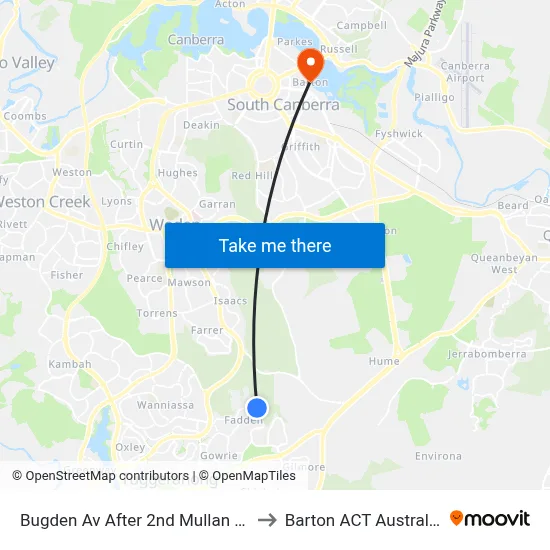 Bugden Av After 2nd Mullan St to Barton ACT Australia map