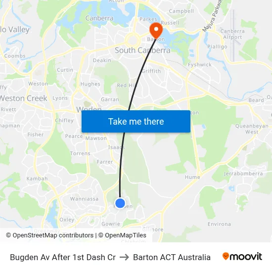 Bugden Av After 1st Dash Cr to Barton ACT Australia map