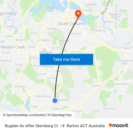 Bugden Av After Sternberg Cr to Barton ACT Australia map