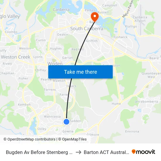 Bugden Av Before Sternberg Cr to Barton ACT Australia map