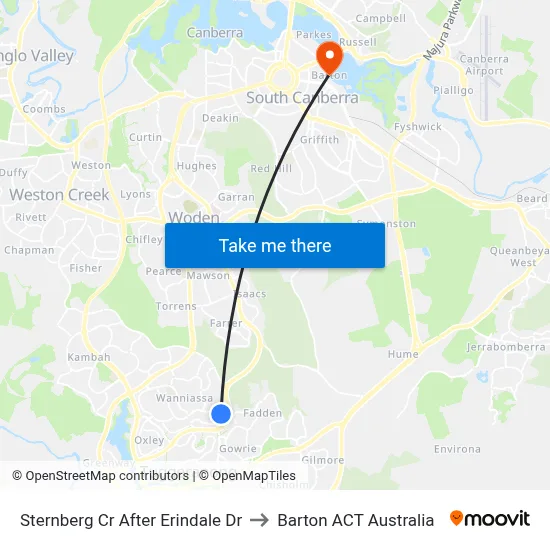 Sternberg Cr After Erindale Dr to Barton ACT Australia map