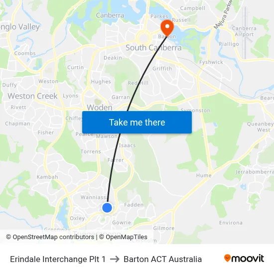 Erindale Interchange Plt 1 to Barton ACT Australia map
