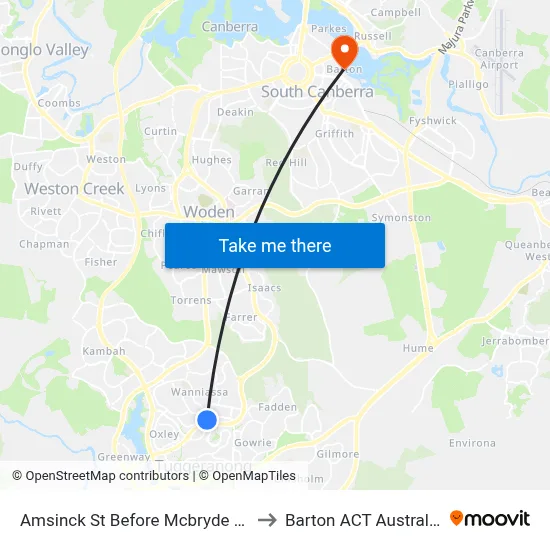 Amsinck St Before Mcbryde Cr to Barton ACT Australia map