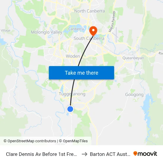Clare Dennis Av Before 1st Fred Ln Cr to Barton ACT Australia map