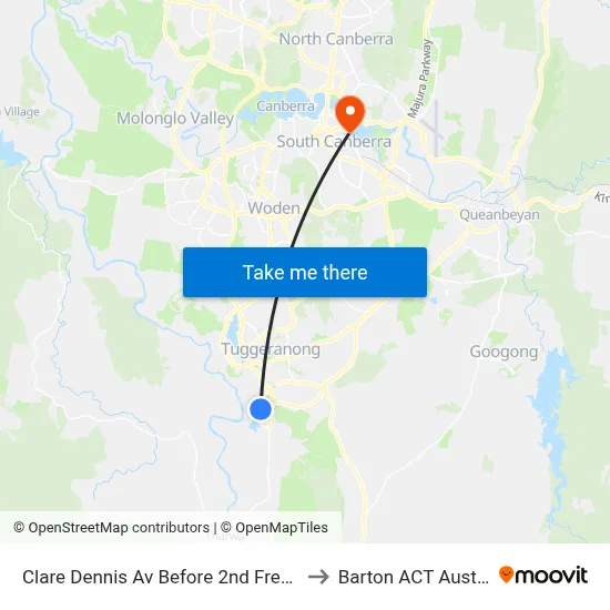 Clare Dennis Av Before 2nd Fred Ln Cr to Barton ACT Australia map