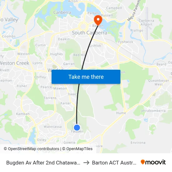 Bugden Av After 2nd Chataway Cr to Barton ACT Australia map