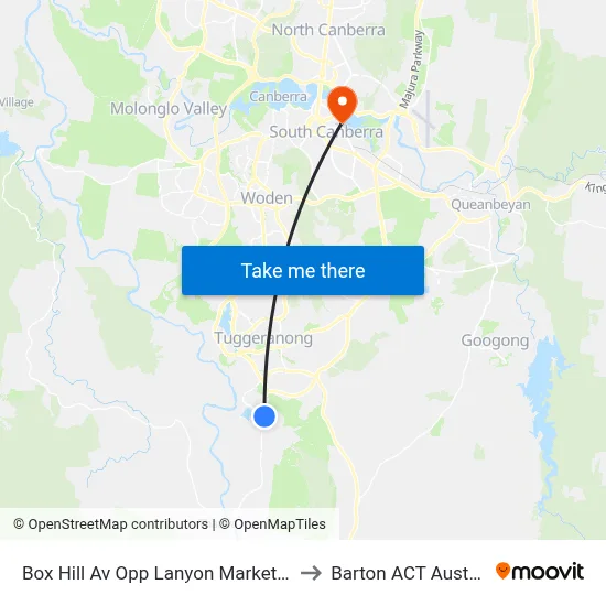 Box Hill Av Opp Lanyon Marketplace to Barton ACT Australia map