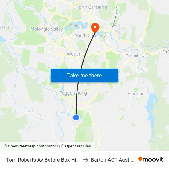 Tom Roberts Av Before Box Hill Av to Barton ACT Australia map
