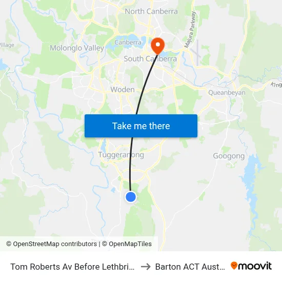 Tom Roberts Av Before Lethbridge St to Barton ACT Australia map