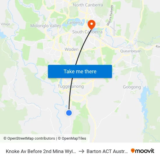 Knoke Av Before 2nd Mina Wylie Cr to Barton ACT Australia map