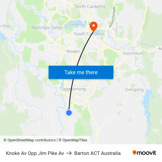 Knoke Av Opp Jim Pike Av to Barton ACT Australia map
