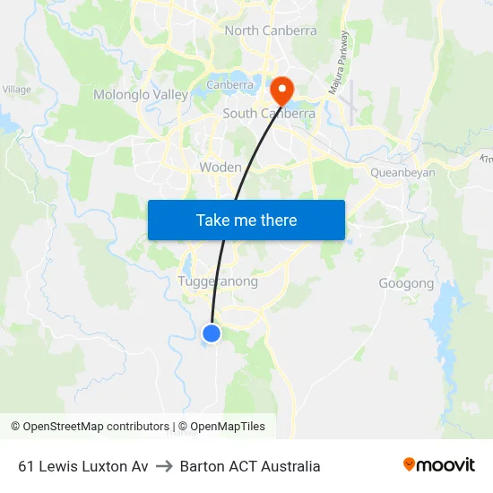 61 Lewis Luxton Av to Barton ACT Australia map