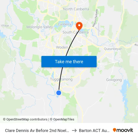 Clare Dennis Av Before 2nd Noel Ryan Gdn to Barton ACT Australia map