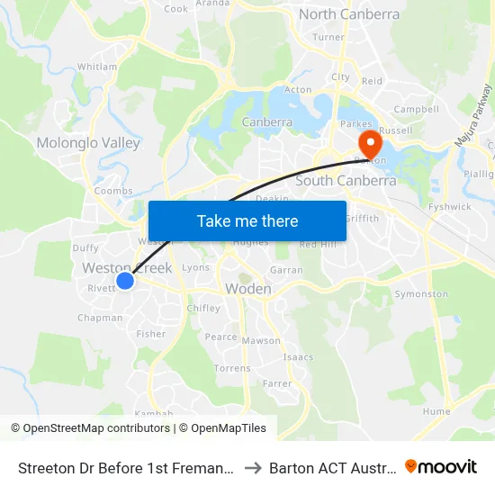 Streeton Dr Before 1st Fremantle Dr to Barton ACT Australia map