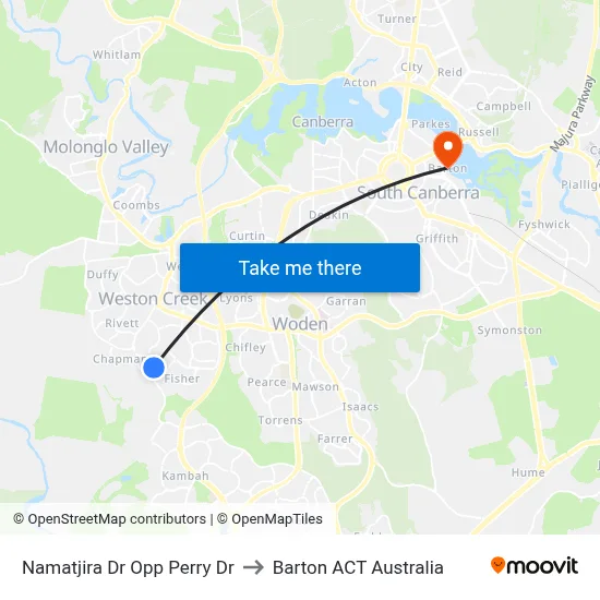 Namatjira Dr Opp Perry Dr to Barton ACT Australia map