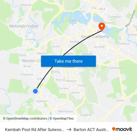 Kambah Pool Rd After Sulwood Dr to Barton ACT Australia map
