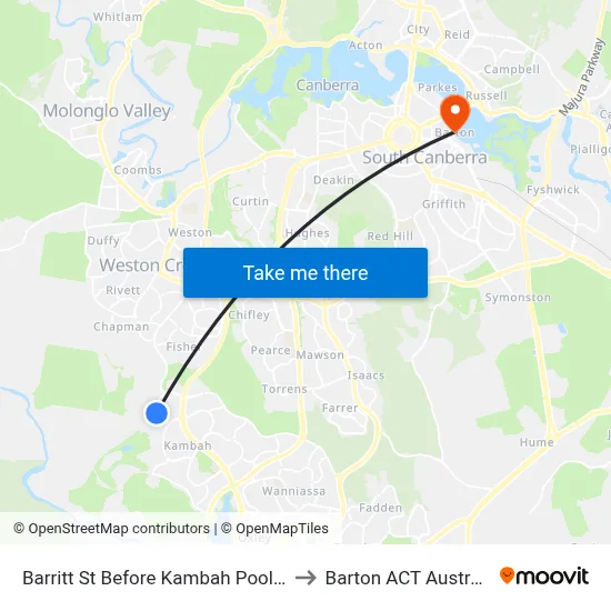 Barritt St Before Kambah Pool Rd to Barton ACT Australia map