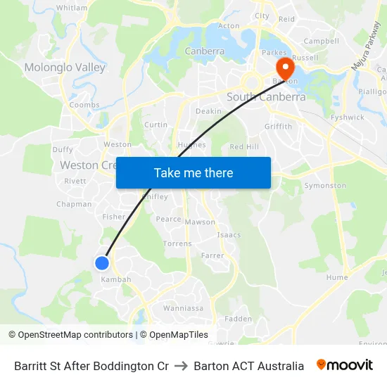 Barritt St After Boddington Cr to Barton ACT Australia map