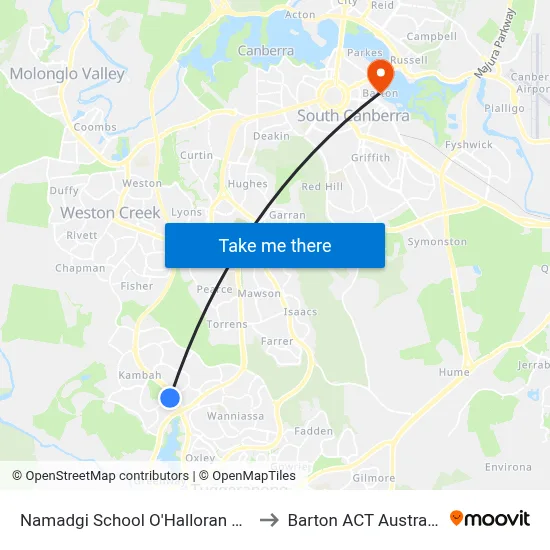 Namadgi School O'Halloran Cct to Barton ACT Australia map