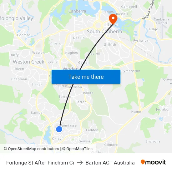 Forlonge St After Fincham Cr to Barton ACT Australia map