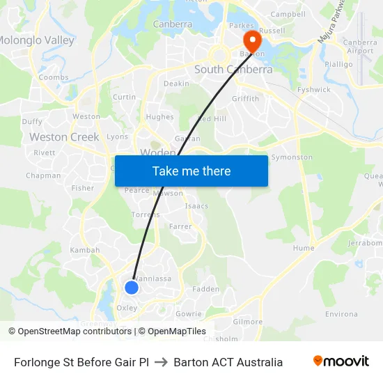Forlonge St Before Gair Pl to Barton ACT Australia map
