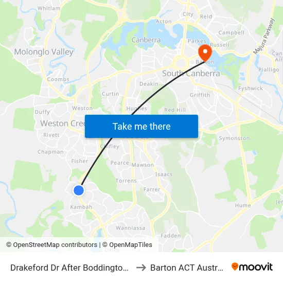 Drakeford Dr After Boddington Cr to Barton ACT Australia map