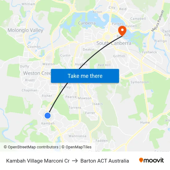 Kambah Village Marconi Cr to Barton ACT Australia map