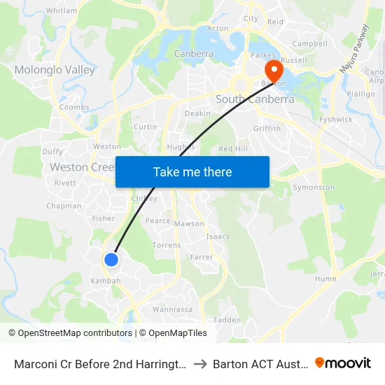 Marconi Cr Before 2nd Harrington Cct to Barton ACT Australia map