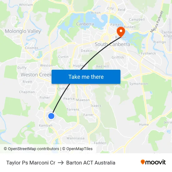 Taylor Ps Marconi Cr to Barton ACT Australia map
