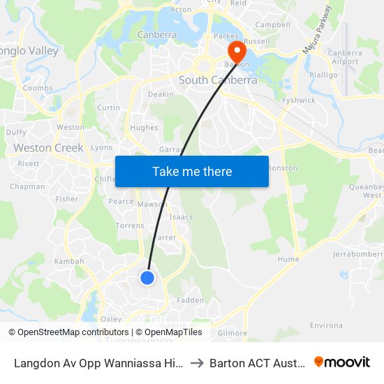 Langdon Av Opp Wanniassa Hills Ps to Barton ACT Australia map