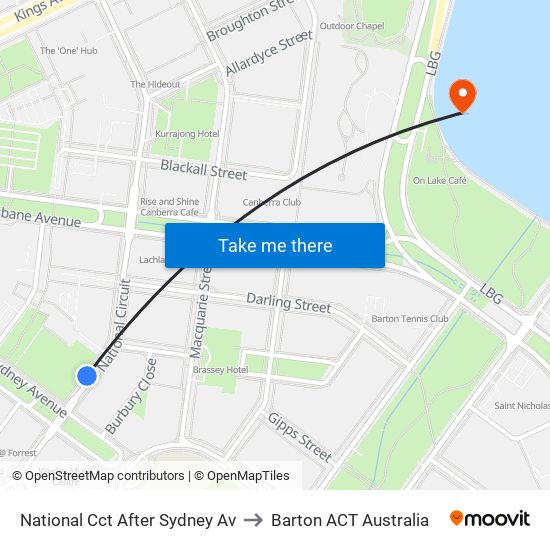 National Cct After Sydney Av to Barton ACT Australia map