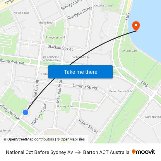 National Cct Before Sydney Av to Barton ACT Australia map