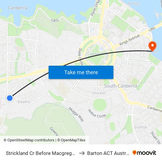Strickland Cr Before Macgregor St to Barton ACT Australia map
