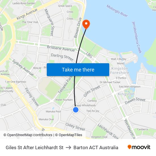 Giles St After Leichhardt St to Barton ACT Australia map