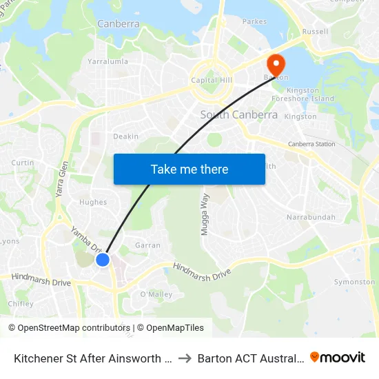 Kitchener St After Ainsworth St to Barton ACT Australia map