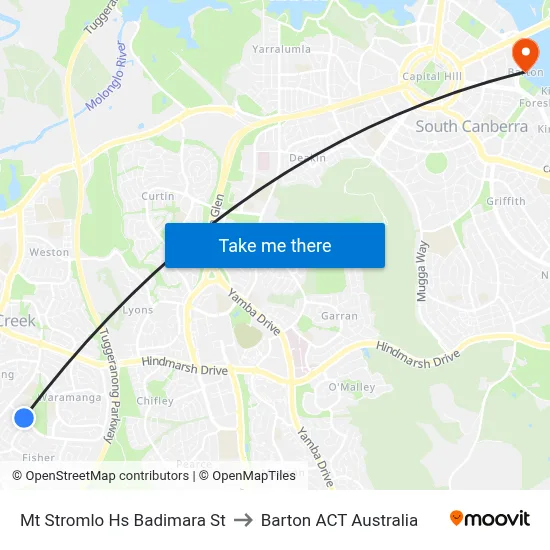 Mt Stromlo Hs Badimara St to Barton ACT Australia map