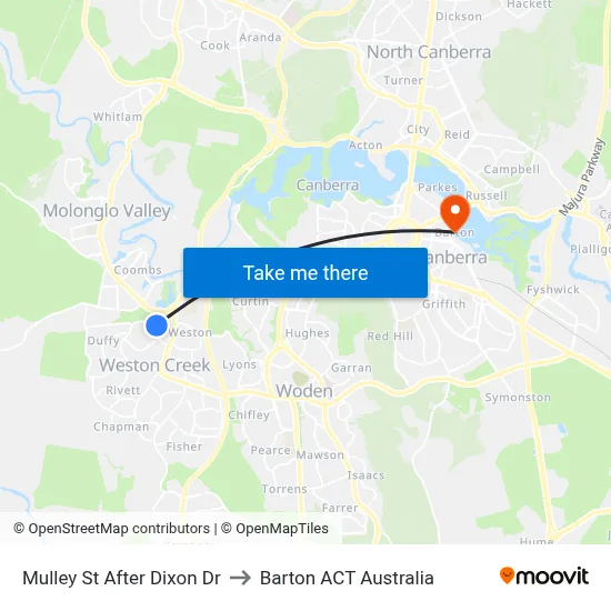 Mulley St After Dixon Dr to Barton ACT Australia map