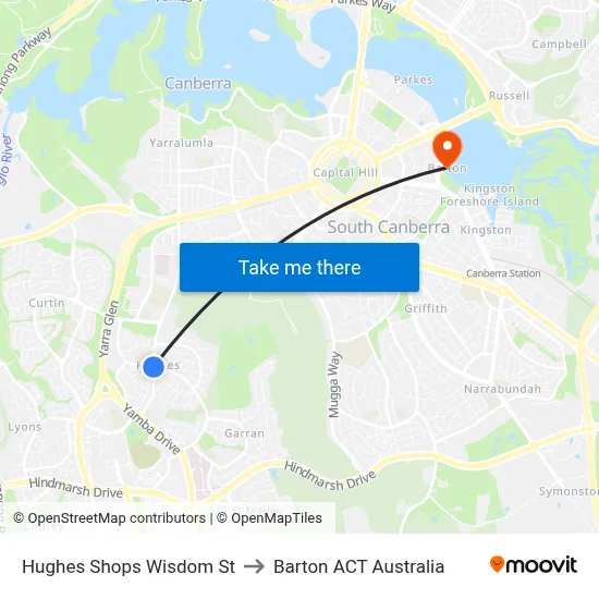 Hughes Shops Wisdom St to Barton ACT Australia map