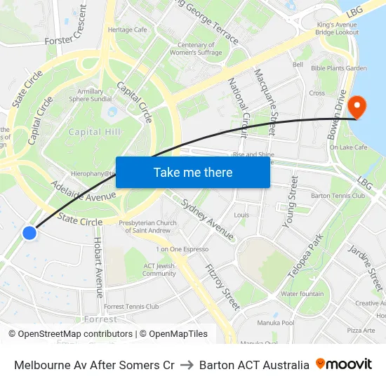 Melbourne Av After Somers Cr to Barton ACT Australia map