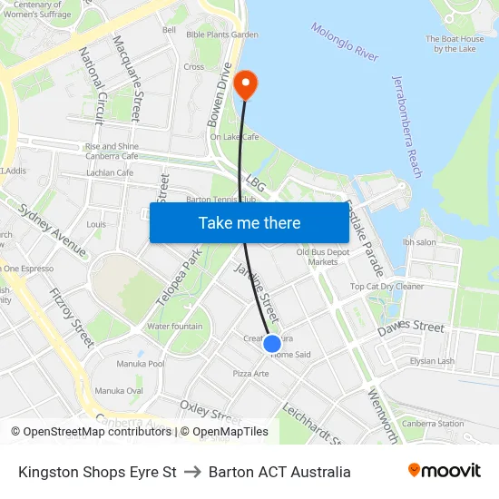 Kingston Shops Eyre St to Barton ACT Australia map
