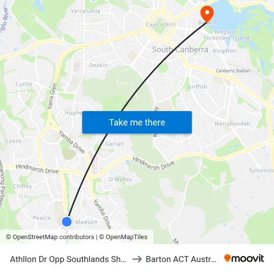 Athllon Dr Opp Southlands Shops to Barton ACT Australia map