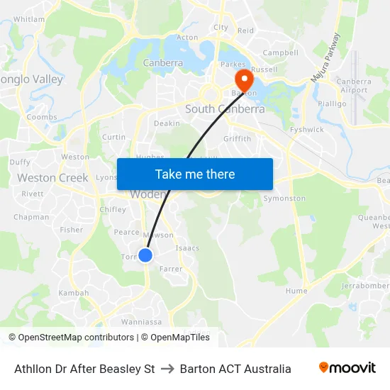 Athllon Dr After Beasley St to Barton ACT Australia map