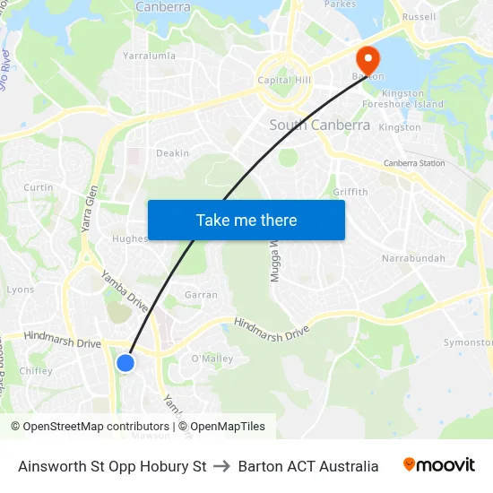 Ainsworth St Opp Hobury St to Barton ACT Australia map